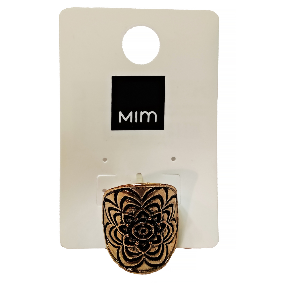 Gold Tone Floral Shield Ring